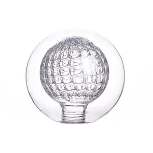 Abat-jour en verre de forme sphérique en borosilicate transparent à double paroi soufflé à la main personnalisé interne avec maille en verre