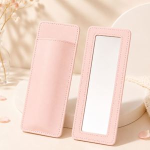PU Leather Lady Lipstick Pouch Mirror Portable Compact Mirrored Lip Combo Case Mirrored Lipliner Case - Product Image 4