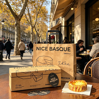 Boîte à gâteau basque en papier kraft |   Boîte d'emballage pliable à 3 compartiments pour desserts, idéale pour les pâtisseries à emporter et les cadeaux