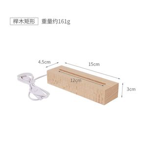 Đế đèn ngủ <span class=keywords><strong>LED</strong></span> hình chữ nhật bằng gỗ, đèn acrylic 3D phát sáng, công tắc USB, bán chạy năm 2025 - Product Image 5