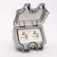Prise murale extérieure industrielle IP66, boîte de prise étanche, double prise de type allemand, voyant lumineux, capacité 16A, 250V