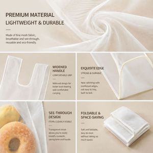 Sac fourre-tout en gaze transparente en organza, léger, avec poignée, pour emballage cadeau de jouets en peluche - Vente en gros - Product Image 3