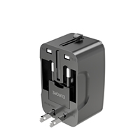 Adaptateur de voyage universel tout-en-un, charge rapide GaN PD3.0, convertisseur d'alimentation pour les États-Unis, l'UE, le Royaume-Uni, l'Australie, noir