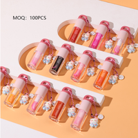Vente en gros de gloss repulpant crémeux hydratant 8ml, personnalisable, avec porte-clés, marque privée, teinte à lèvres Juciy, teinte à lèvres brillante avec protection solaire