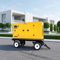 Groupe électrogène diesel 50Hz portable silencieux à châssis ouvert, démarrage automatique, monophasé ou triphasé avec ATS et roues