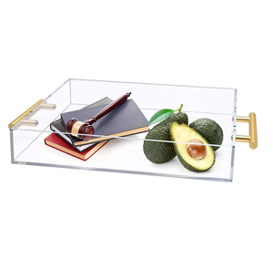 Custom Rectangle Acrylic Serving Tray Clear Lucite Material For <b>Vanity</b> - Product Image 2