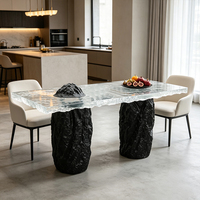 Base de table en fibre de verre de forme rocheuse, style antique traditionnel, avec un design artisanal durable et écologique, pour usage commercial et salons.
