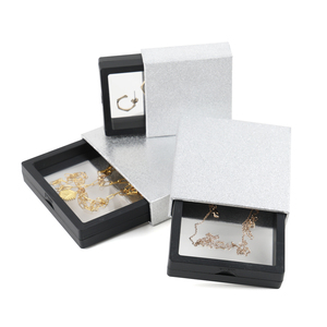 Vassoio in plastica argento lucido con scatola di carta trasparente gioielli da donna tali collane orecchini anelli orologi fatti di cartone - Product Image 6