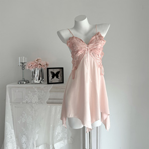 Sexy <span class=keywords><strong>Camicia</strong></span> da <span class=keywords><strong>Notte</strong></span> in Seta Ghiaccio per Donne, Forma a Farfalla, Traspirante, Senza Maniche, con Lacci e Chiusura a Coulisse - Product Image 2