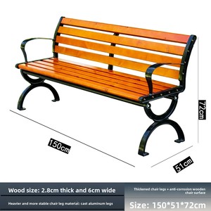 Banco de Madeira Sólida Moderno para Parque com Encosto, Mobiliário Ecológico e Durável para Pátio e Quintal - Product Image 3