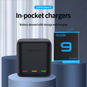 Telesin pour chargeur Go Pro boîtier de chargeur de batterie à 3 canaux boîte de rangement de batterie et de carte pour batterie d'appareil photo Gopros 12/<span class=keywords><strong>11</strong></span>/10/9 - Product Image 2