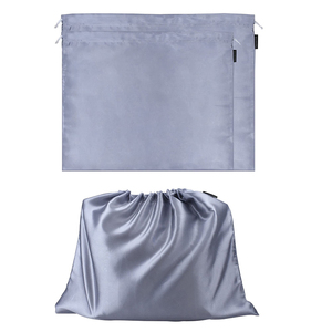 Pochette de voyage en satin noir avec cordon de serrage, logo personnalisé, housse anti-poussière, sac en soie, sacs anti-poussière pour sacs à main, portefeuilles, chaussures - Product Image 6