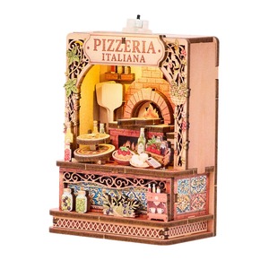 Hamaileon Puzzle 3D en bois magnétique fait main, Pizzeria Italiana, décoration murale |   Kit de Modélisation de Restaurant Italien Miniature à Faire Soi-Même pour la Maison - Product Image 1