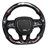 Volant en fibre de carbone forgé pour Dodge Challenger Charger RAM, volant de performance en cuir Alcantara chauffant avec LED