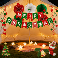 608396 PARTYMAKER Weihnachts-Papierset Rot Grün Weiß Bogenform Partydekoration Frohe Weihnachten Banner Innenbereich Feiertagsdekoration