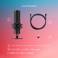 Microfono Professionale HyperX Quadcast2S per E-Sports con Illuminazione RGB, 2 Microfoni USB Cardioide Lavalier per Streaming Live, Plug and Play