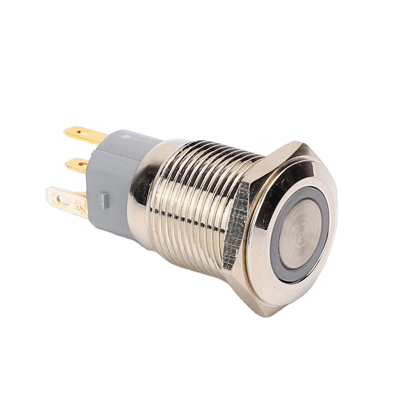 Плоская кнопка IP66 Водонепроницаемая фиксация/Мгновенный символ питания, светодиодный светильник, металлический кнопочный переключатель для автомобиля, морского транспорта, грузовика