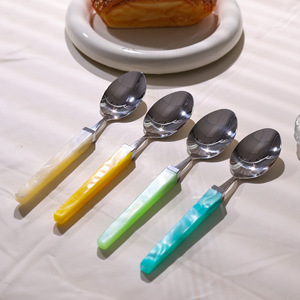Jinhui <b>Acrylic</b> Cutlery Set Stainless Steel <b>Mirror</b> Polished Solid Color Simple Style Dinnerware Set - Product Image 3