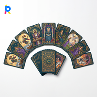 Cartes de tarot en lin écologiques personnalisées exclusives pour la pratique de la guérison par les cristaux, bords dorés, fabricant, vente en gros, usine