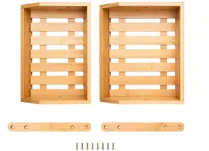 Panier à fruits en bois à 2 étages, pour la cuisine, le comptoir, le support de stockage des légumes, grand panier à fruits en bambou, vente en gros - Product Image 2