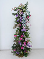Arche de fleurs artificielles en soie personnalisable, pivoines et roses violettes et magenta, verdure durable, faite à la main, pour décoration de mariage et de fête