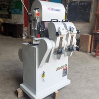 Machine à poncer et à polir à double bande pour le bois, pour le débavurage et le ponçage de bâtons, tiges et barres rondes en bois