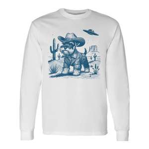 T-shirt à manches longues Schnauzer Vintage Ufo Western Cowboy - Product Image 1
