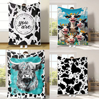 Couverture en flanelle à imprimé vache noir et blanc, couverture de sieste respirante et douce pour la peau, pour la maison, le bureau, la sieste, taille personnalisée