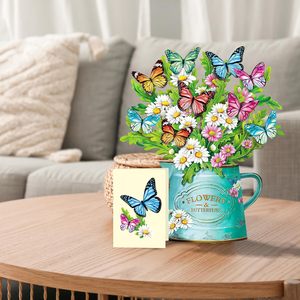 Carte <span class=keywords><strong>3D</strong></span> Pop-Up Bouquet de Fleurs Marguerites Papillons – Enveloppe et Bloc-notes vierges pour la Fête des Mères, Anniversaire, Remise en Guérison, Vœux - Product Image 6