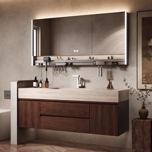 Armoire de salle de bain de style antique bassin intégré plié à la chaleur lavabo écologique grotte d'ange pierre plaque de roche finition laquée lavabo - Product Image 3