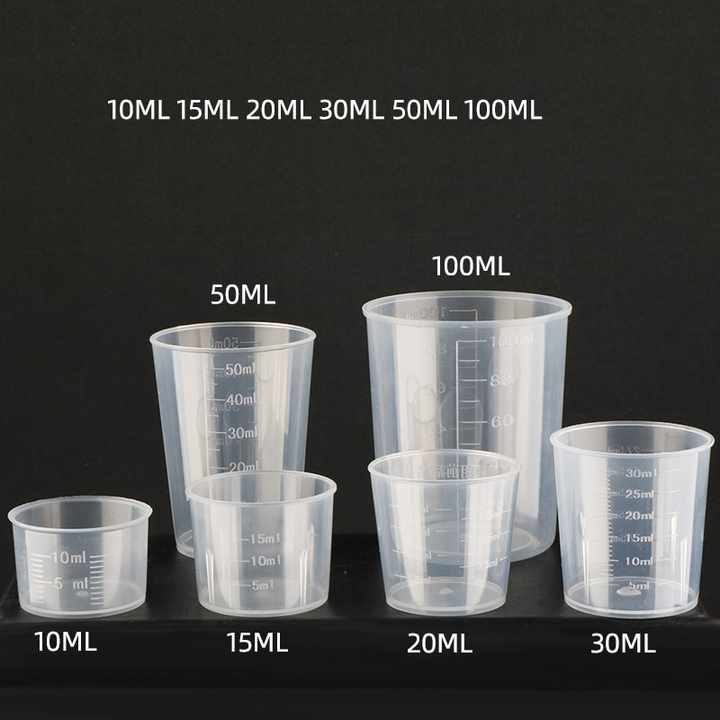 Set Di 6 Misurini In Plastica Con Scala - 25 Ml, 50 Ml, 100 Ml, 150 Ml, 250 Ml, 500 Ml Per Cucina E Lab