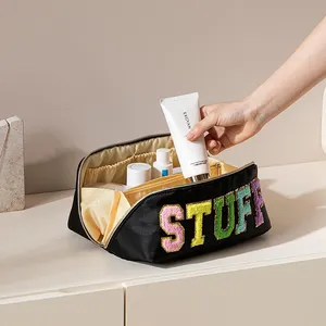 Bolsa de cosméticos con alfabeto de nailon, neceser con letras, neceser con letras, bolsa de maquillaje con alfabeto divertido para niñas