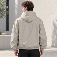 Veste à capuche unie en nylon personnalisable, coupe-vent légère pour homme, en polyester, style pullover
