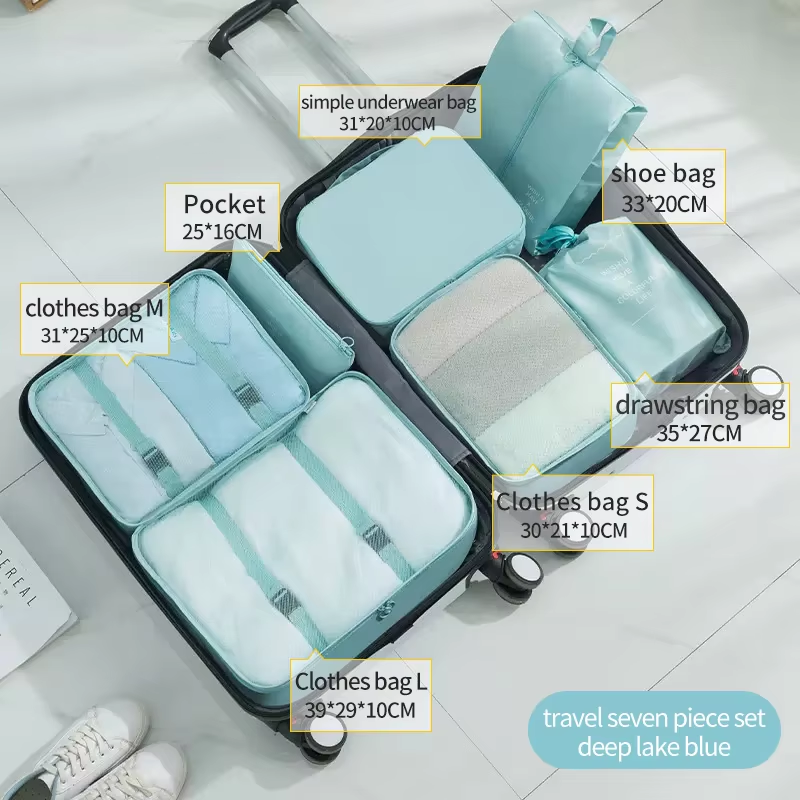 Ensemble de voyage bleu 7 pièces