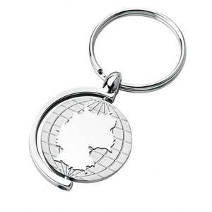 <b>Rotatable</b> <b>Globe</b> Key Chain Germany Map Design Silver Finish Metal Keyring Travel Gift - Product Image 1