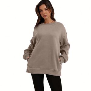 Sudadera Personalizada Extra Grande para Mujer, 100% Algodón Ecológico, de Manga Larga para Invierno, con Logotipo Frontal y Cuello Redondo - Product Image 2