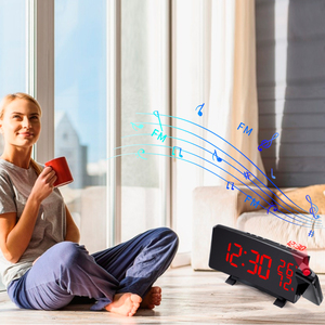 Bàn Chiếu màn hình LCD hiển thị thời gian với chức năng báo lại 180 xoay FM Đài phát thanh đồng hồ báo thức cho phòng ngủ - Product Image 5