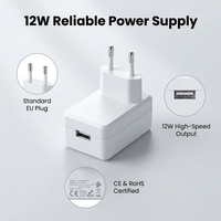 Adaptador de Corriente USB de 12W con Enchufe Europeo, Certificado CE SELV RoHS, Portátil para el Hogar y Dispositivos Electrónicos Pequeños, Venta al Por Mayor