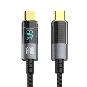 3A 60W 20V Cable de pantalla digital Carga rápida <span class=keywords><strong>Kabel</strong></span> Puerto de cristal Trenzado <span class=keywords><strong>USB</strong></span> Tipo <span class=keywords><strong>C</strong></span> a Cable de datos tipo <span class=keywords><strong>C</strong></span> - Product Image 1