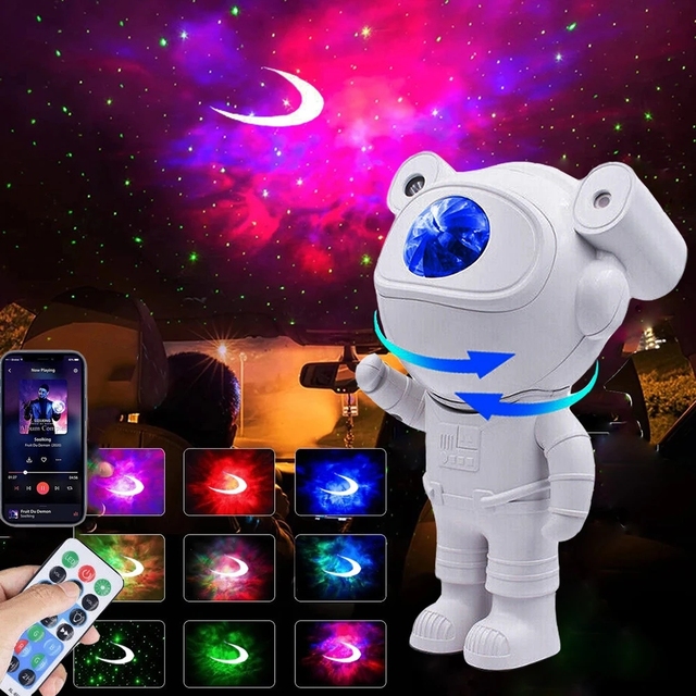 Upgraded Kids Star Starry Nebula Moon Ceiling Astronaut Projector Astronaut Night Light with Blue Tooth Speaker