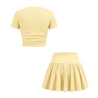 Ensemble tendance deux pièces pour filles, haut court à manches courtes et jupe taille haute pour l'été