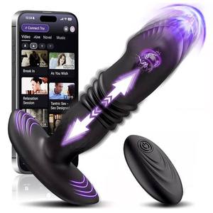 Vibrador de Masaje de Próstata de Silicona Impermeable IPX6, Juguetes Sexuales con Control Remoto por Aplicación, Diseño Telescópico, Sensación Real al Tacto, Tapón <span class=keywords><strong>Anal</strong></span> - Product Image 1