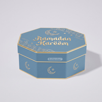 Caja de Regalo Octogonal Hecha a Mano para Eid Mubarak, Empaque Premium para Dulces Árabes con Logotipo Personalizado