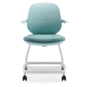 Comfortable Lumbar Support Movable Meeting Office Writing <b>Table</b> Folding Training <b>Chair</b> With Storage - Product Image 6