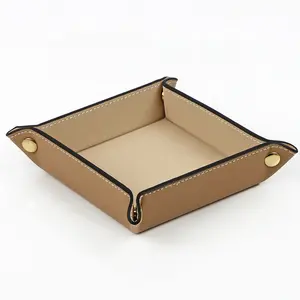 Products Samples Free Ready Stock Pu Leather Dice Tray Coin Key Tray Faux Leather Accessories Tray