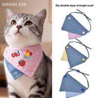 Bavoir de Noël DIY pour animaux de compagnie, serviette anti-salive avec patch brodé, écharpe de cou en jean doux double couche pour chats et chiens (Style mignon)
