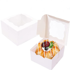 Boîte à gâteaux Boîte <span class=keywords><strong>de</strong></span> <span class=keywords><strong>boulangerie</strong></span> carrée blanche avec fenêtre Cajas Pasteles pour gâteau pâtisseries <span class=keywords><strong>Chocolat</strong></span> Cookie Pie Fête d'anniversaire Mariage Pâques - Product Image 2