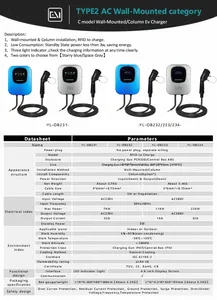 22kw AC Charging Pile Type 2 New Energy Vehicle Car Smart Charging Piles EV Charger With Led Screen With 4.6 Inch Display Screen