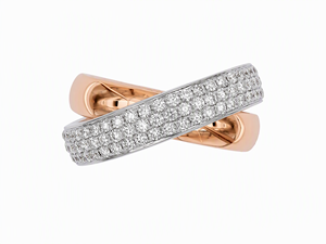 แหวนเพชรแท้ทรงฟองอากาศ 18K ทองสองสี ดีไซน์ไขว้ แหวนนิ้วก้อยสำหรับผู้หญิง เครื่องประดับชั้นดี แหวนทองคำแท้ 18K - Product Image 4