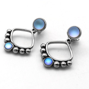 yunnique Women's Ethnic Style Titanium Steel Geometric Moonstone <b>Stud</b> <b>Earrings</b> 316 Stainless Steel Jewelry Gift - Product Image 1